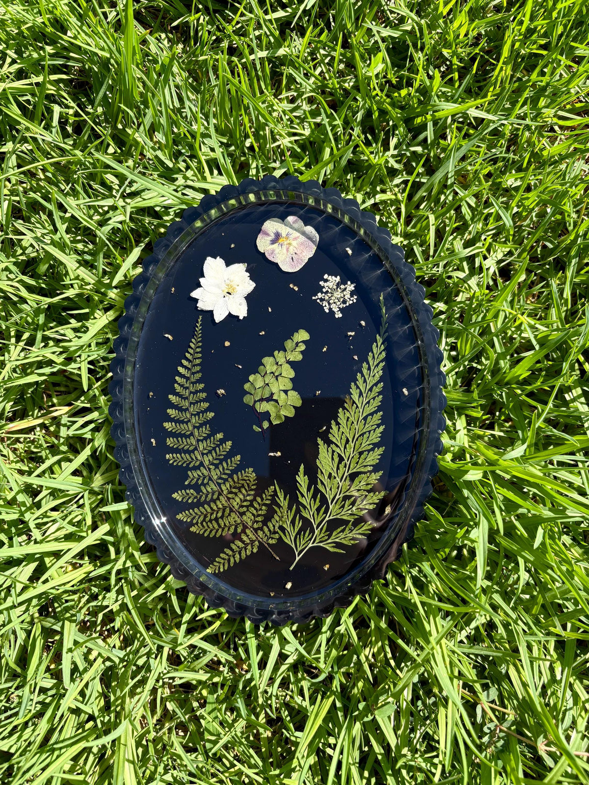 Scalloped Fern & Botanical Handmade Tray | Handmade Jewelry Dish | Pressed Flower Gift