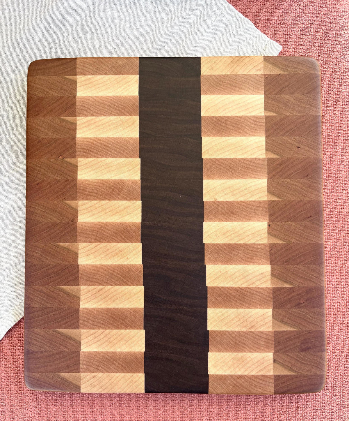Handmade End Grain Maple Cherry Walnut Cutting Board, Cheese Serving Board