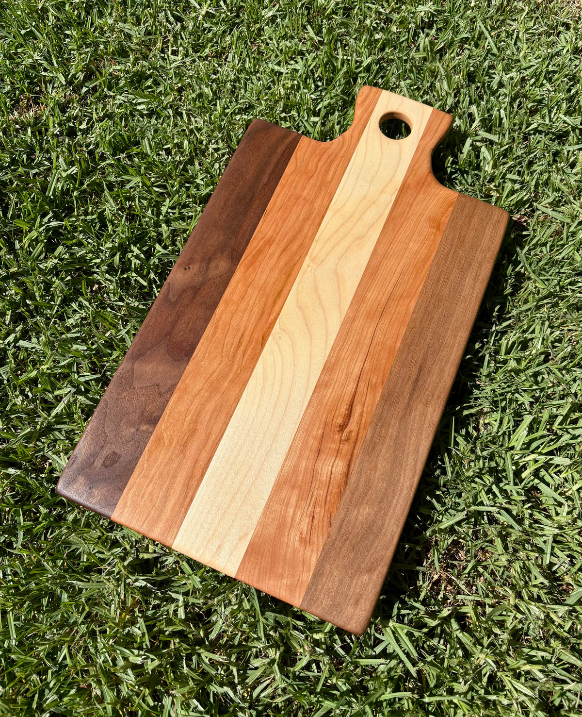 Handmade Multi Wood Maple Cherry Walnut Cutting Board, Cheese Serving Board