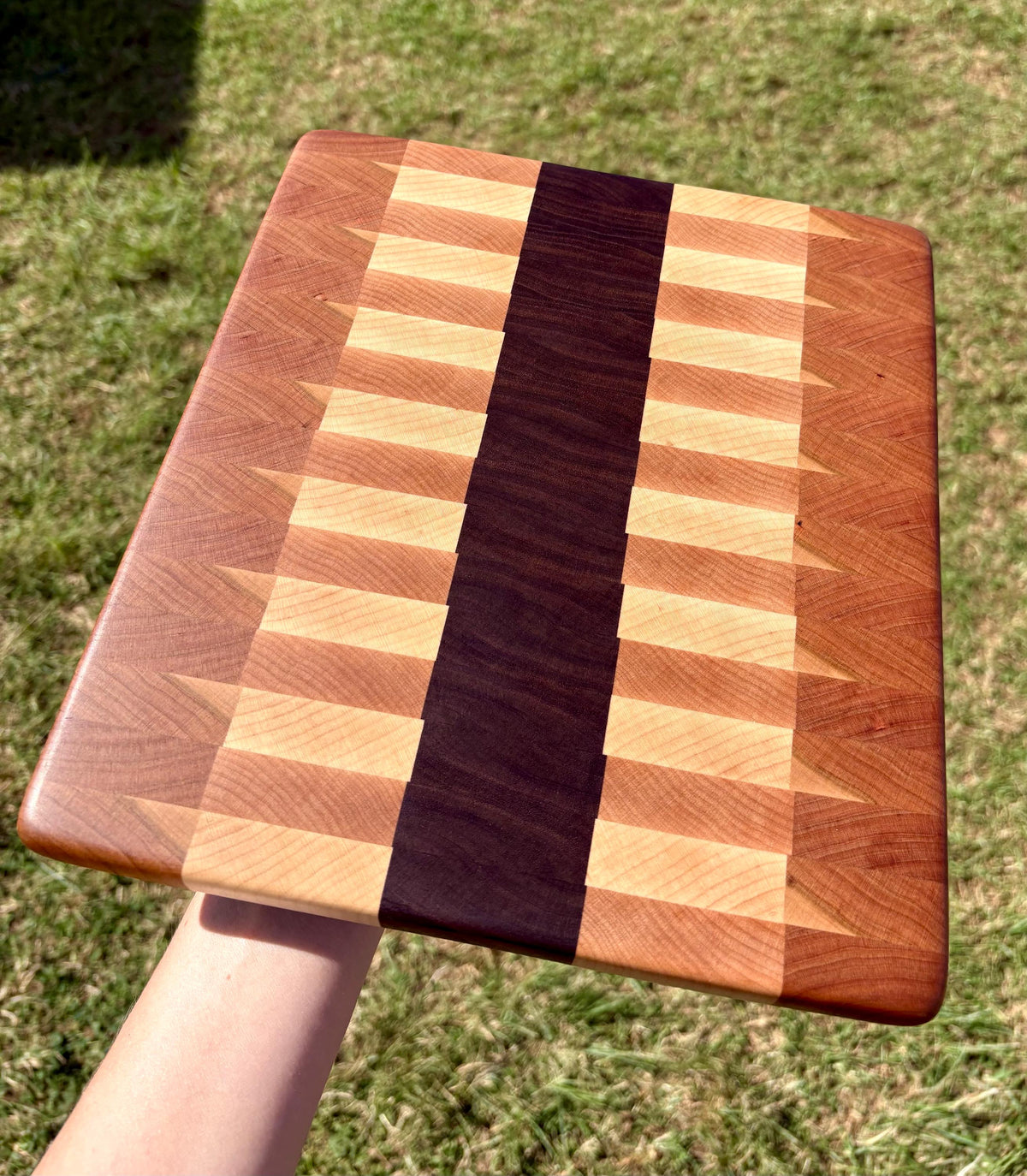 Handmade End Grain Maple Cherry Walnut Cutting Board, Cheese Serving Board
