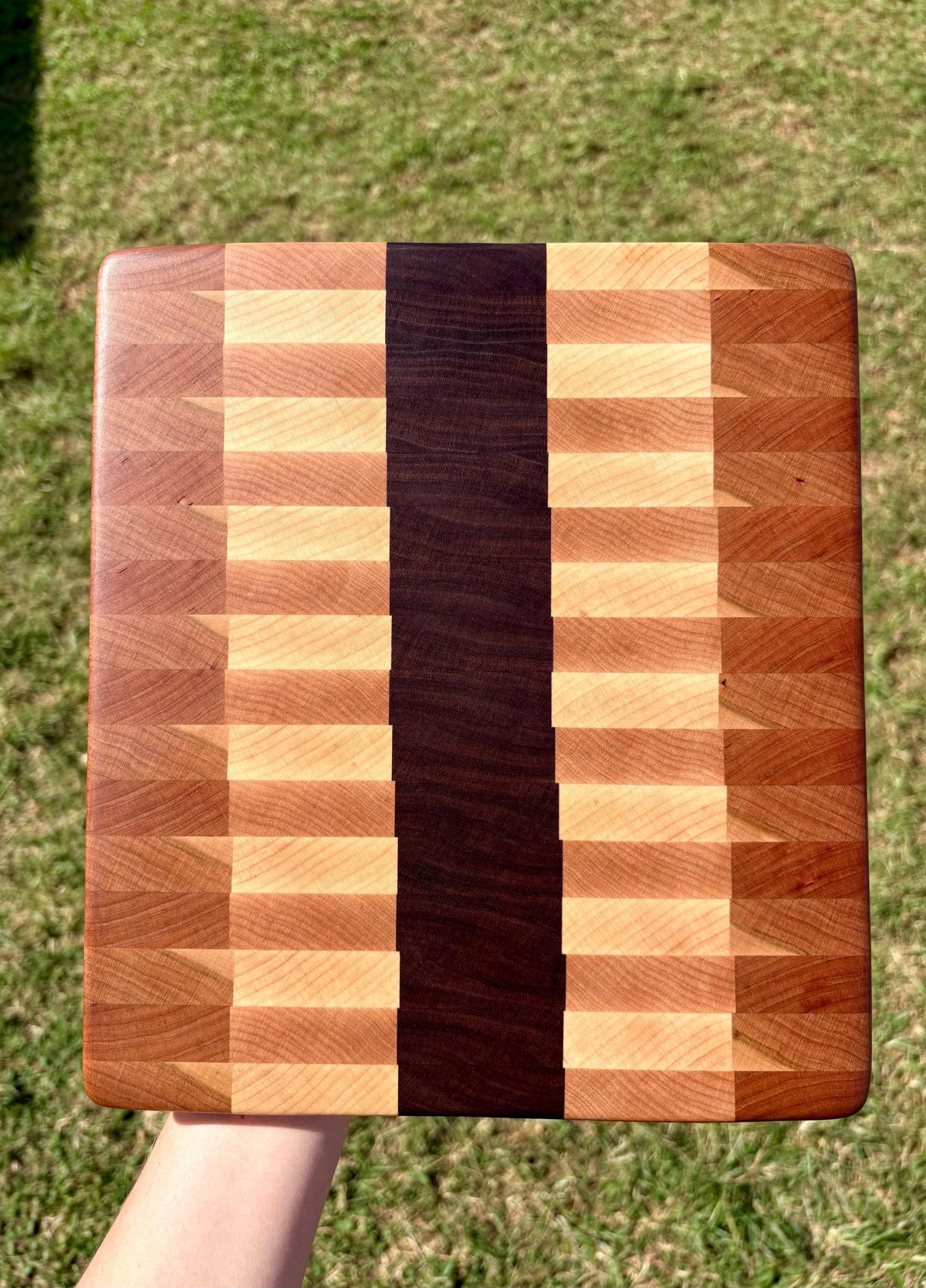 Handmade End Grain Maple Cherry Walnut Cutting Board, Cheese Serving Board