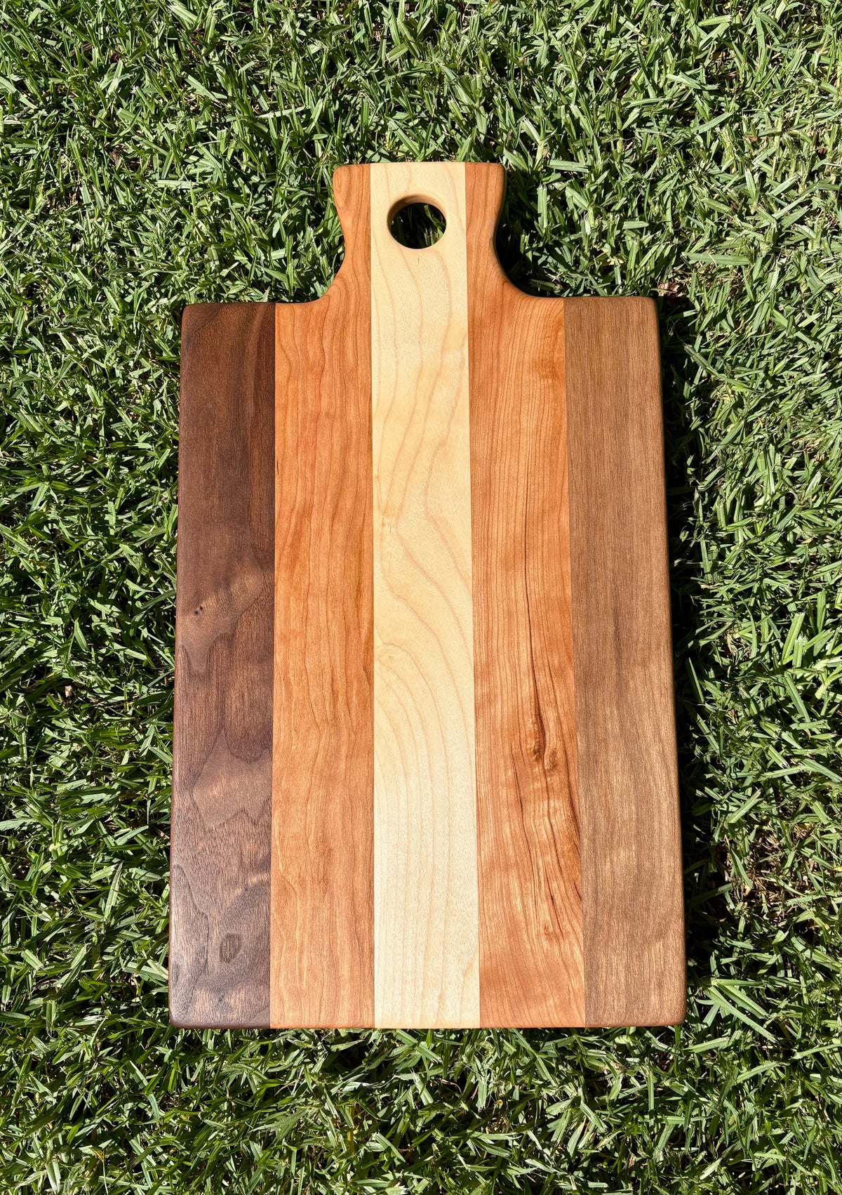 Handmade Multi Wood Maple Cherry Walnut Cutting Board, Cheese Serving Board