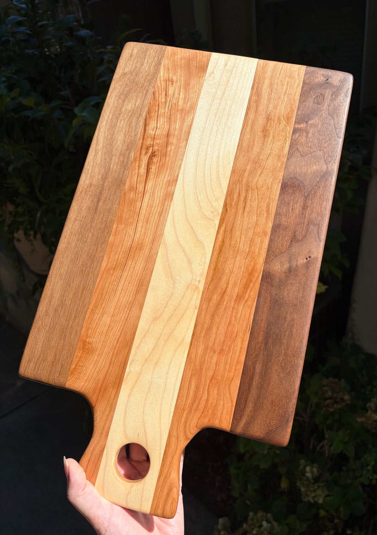 Handmade Multi Wood Maple Cherry Walnut Cutting Board, Cheese Serving Board