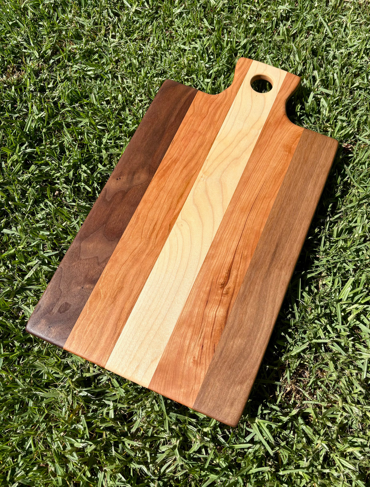 Handmade Multi Wood Maple Cherry Walnut Cutting Board, Cheese Serving Board