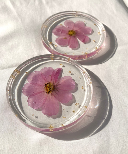 Cosmo Pressed Flower Coasters