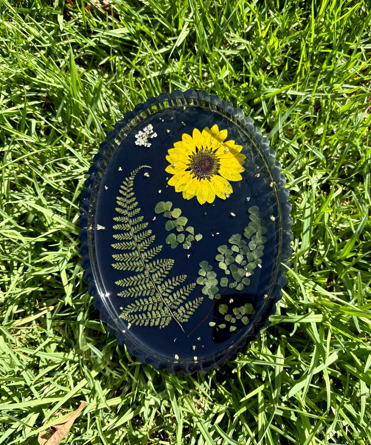Scalloped Fern & Botanical Handmade Tray | Handmade Jewelry Dish | Pressed Flower Gift